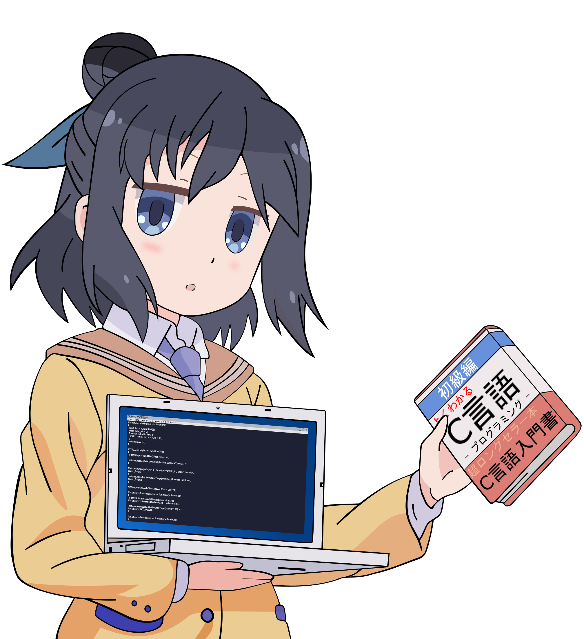 An anime girl with a laptop